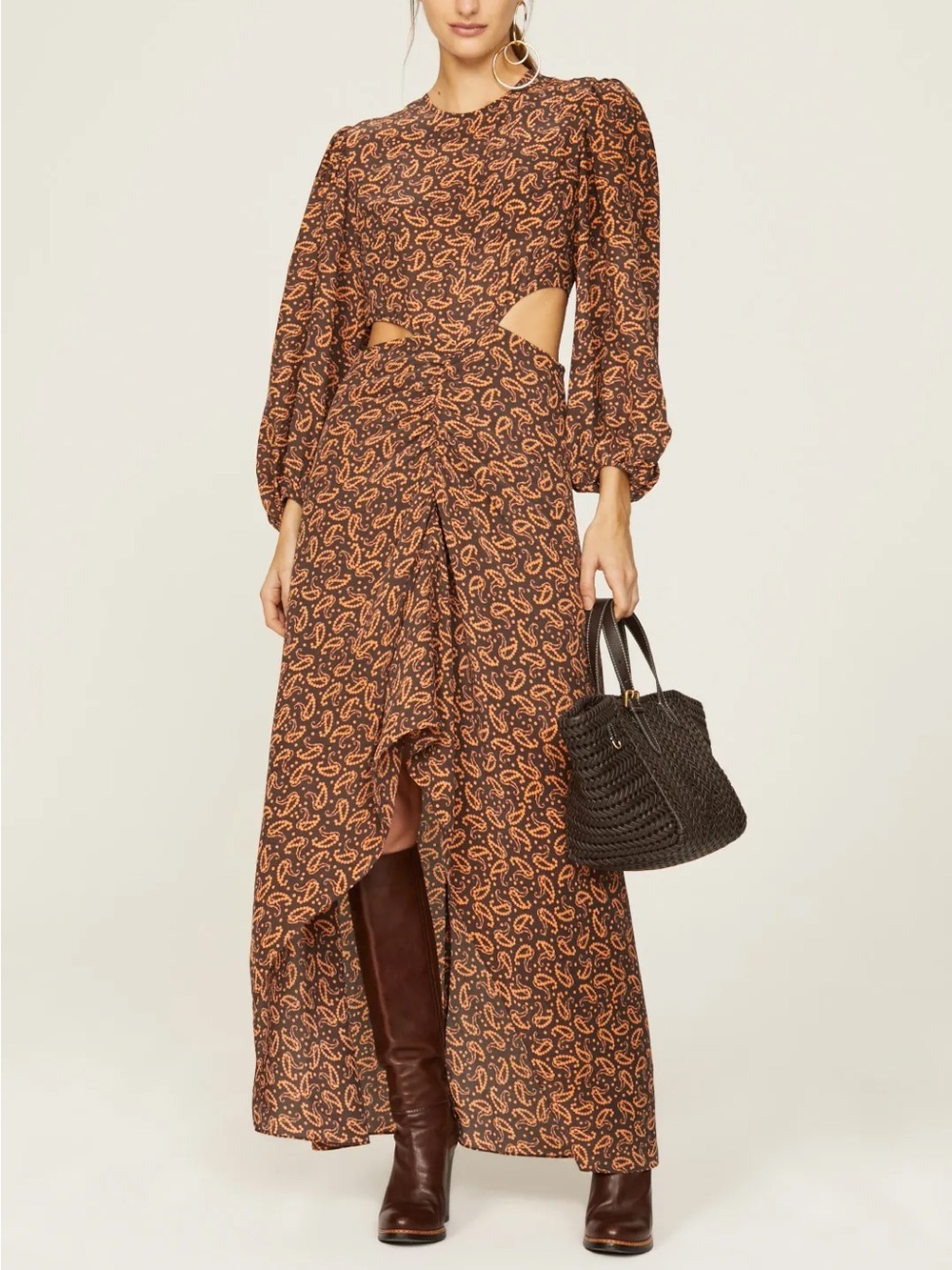 Maje Paisley Print Cutout Maxi Dress-Size 34/US 0